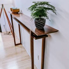 long skinny console table hand-crafted from solid walnut by Mokuzai Furniture Modern Console Table Entryway, Custom Console Table, Live Edge Table Tops, Classic Console Table, Console Table Modern, Classic Console, Entry Console Table, Fine Furniture Design, Walnut Table Top