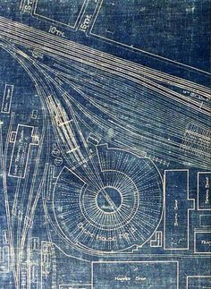 an old blueprint drawing of a stadium