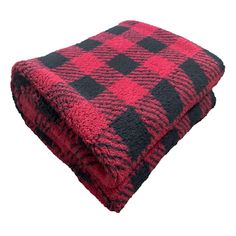 a red and black checkered blanket folded on top of each other