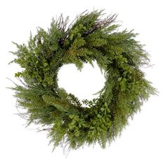 24in boxwood and mixed pine wreath with a real touch feel on a vine base Grave Decorations, Pine Wreath, Wreath Home Decor, Twig Wreath, Cemetery Flowers, Eucalyptus Wreath, Outdoor Wreaths, Greenery Wreath, Monogram Wreath