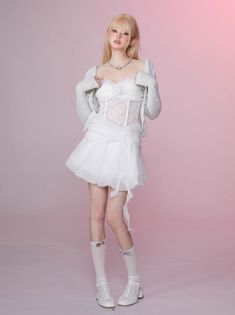 ❤Swan Lace Princess Fluffy Mesh Bustier Dress❤︎ Swan Princess, Bustier Dress, Fish Bone, Swan Lake, Mesh Dress, Waist Length, Mesh, Lace, How To Wear