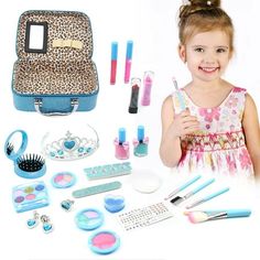 ??Kids Makeup Sets for Girls?? Our girls frozen toys can satisfy each girls' curiosity, who they love to play with mommys' makeup so let it become her beginner makeup set. your little princess will be excited with this complete kid?s play first girls makeup kit.This kit comes with portable makeup box for keeping all things neat. ??The unique design to help make your girl's princess dreams come true!?? I dea girls gifts for her first real girls toddler makeup set ages 3-12 for birthday party, pri School Backpack Organization, Toddler Makeup, Kids Makeup Kit, Real Makeup, Makeup Toys, Frozen Toys, Makeup Kit For Kids, Beginner Makeup, Girl Train