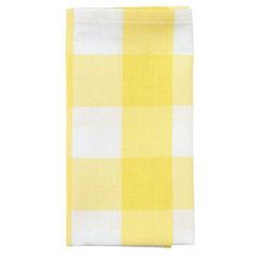 a yellow and white checkered napkin