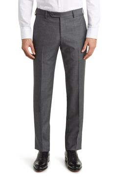 Stand tall in trousers cut from finely woven wool sharkskin and perfected by a flat front and slightly tapered legs. 37" inseam; 14" leg opening; 9 1/2" front rise; 15 1/2" back rise (size 32) Zip fly with button-tab closure Side-seam pockets; back button-welt pockets Lined to the knee 100% wool Dry clean Made in Italy Wool Dress, Stand Tall, Welt Pockets, Tapered Legs, Welt Pocket, Dress Pants, The Knee, Dry Clean, Nordstrom