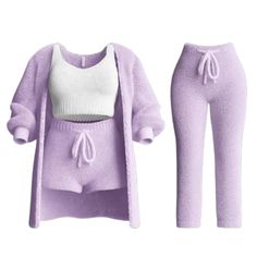 PRICES MAY VARY. Women Knit Set 3/4 Piece: This Pajama set for women is a must-have. It includes a spaghetti straps short top, drawstring shorts, and cardigan, pants, for you to mix and match Knit with Stretch: Elasticated waist designed to sit at your natural waist for ultimate ease. Ensures comfort and flexibility throughout your day High Quality Fabric : Made from a super plush polyester blend, offeringsuperior warmth and softness Suitable for Any Occasion: Our pajama set keeps you warm and comfortable on cold nights. Suitable for sports,yoga, night club, party, disco dancing, home pajama set, sleepwear Multiple sizes to choose from: S-3XL. Please refer to our size chart before ordering. If you have a large bust, please choose a larger size Specifications:   Name: Womens Pajama Sets Win Urban Plus Size Fashion, Mom Clothing Style, Cozy Pjs, Cute Lazy Day Outfits, Lazy Day Outfits, Loungewear Set, Cute Everyday Outfits, Day Outfits