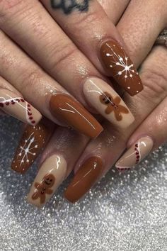 November Nails Fall, Thanksgiving Nail Designs, Christmas Gel, Red Christmas Nails, November Nails, Winter Nails Acrylic, Christmas Nails Easy