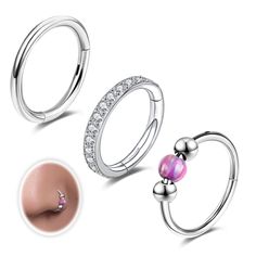 three different types of piercing rings