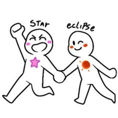 two people holding hands with the words star and eclipe written on them,