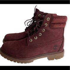 Nwot Timberland Women’s Burgundy Nubuck Leather Waterville 6” Waterproof Boots With Velvet Double Collars, Seam-Sealed Waterproof Construction, Ortholite Footbeds And Rubber Lug Outsoles. Size 8 Timberland Boots Outfit Women, Burgundy Timberlands, Timberland Boots Outfit, Timberland Women, Burgundy Boots, Timberlands Shoes, Timberlands Women, Timberland Shoes, Nubuck Leather