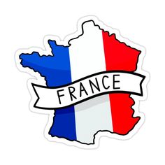 the map of france with a ribbon around it and the word france in french sticker