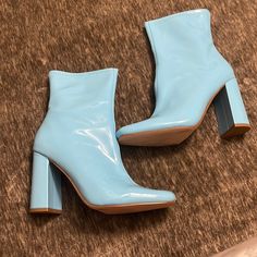 Baby Blue Booties, Just Tried On Never Worn, In Box, Baby Blue Boots, Blue Boots, Blue Shoes, Steve Madden Shoes, Quinceanera, Baby Blue, Steve Madden, Bootie Boots, Ankle Boots