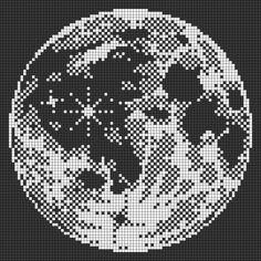 a black and white cross stitched image of the earth with trees in it's center