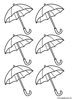 four umbrellas with different shapes and sizes on them, one is black and white