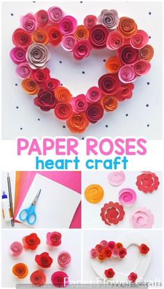 paper roses are arranged in the shape of a heart