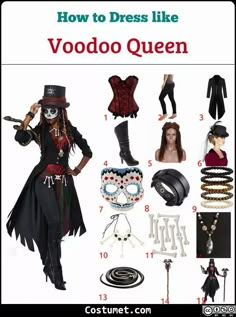 an image of voodoo queen costume and accessories for halloween party or cosplaying