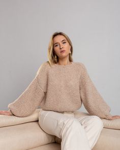 beige crochet alpaca sweater women, chunky knit soft wool sweater, warm winter knitted sweater, knitwear, winter clothing Alpaca sweater is soft and suitable for sensitive skin  Knit sweater is the best option for you falling clothing Chunky sweater will help you to create stylish outfits            Details: -  100% handknitted -  70% Premium Baby Alpaca + 20% Merino Wool+ 10%PA -   10 colors are available -     Model is wearing a sweater in color # 2 , a bit brighter in real life.  -   Model he Beige Knit Sweater Outfit, Crochet Alpaca, Winter Essentials Clothes, Soft Wool Sweater, Woolen Clothes, Fall Sweaters For Women, Sweater Chunky, Winter Knit Sweater, Sweater Crochet