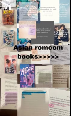 the collage shows many different types of books on display with text that reads asianromcom books > > > >