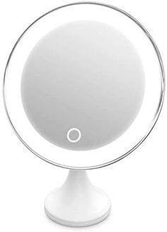 10X Magnifying Makeup Mirror with Lights, 8-inch 3 Color Lighting Mode Lighted Magnifying Mirror, 360° Swivel Portable Lighted Makeup Mirrors with Suction Base for Tabletop, Bathroom, Traveling Magnifying Makeup Mirror, Tweezing Eyebrows, Color Lighting