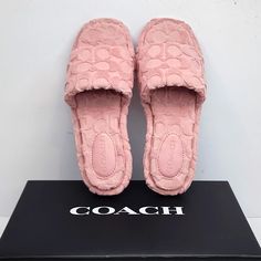 Coach "Bridgett Terry" Sliders/Shoes, Size 9.5-B Ladies, Carnation Color . Brand New, Never Used . Original Tags Attached . Authentic And Real Product . The Size Is Ladies 9.5-B . The Color Is "Carnation" . Super High-End . Very Comfortable . This Will Last Many Years . Excellent For Spring, Summer & Fall Sliders Shoes, Carnation Colors, Coach Loafers, Coach Boots, Coach Sneakers, Leopard Print Flats, Block Sandals, Black High Heel Boots, Buckled Flats