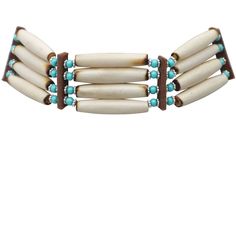 Choker Necklace Buffalo Bone 4 Row Rustic tan color with blue accents Native American jewelry is a beautiful, versatile, and meaningful art form that has long been admired by cultures around the world. It has its own unmatched class and making authentic bone chokers is a lost art. To revive this native American culture, we have handcrafted this authentic Tribal Bone Choker necklace with original buffalo bone hair pipe beads. These handcrafted necklaces are relics of American Indian civilization and we have incorporated it in our Bone Choker Jewelry keeping in line with modern-day fashion and style. It is believed that wearing animal bone chokers endows the wearer with the power of the creature. The Buffalo (Tatanka) is a symbol of protection, strength and survival. As a spirit animal, the Alaskan Jewelry, Indian Civilization, Choker Necklace Indian, Bone Choker, Bone Bead Necklace, Native American Wedding, Native Necklace, Indian Choker, Indian Choker Necklace