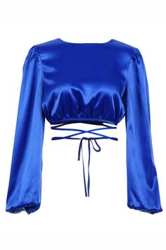 FASHION SALE up to 50% + FREE DELIVERY at A.A.Y FASHION Royal Blue Fashion, Crop Top Blanco, Silk Crop Top, Satin Crop Top, Wrap Crop Tops, Backless Top, Fashion Top, Long Crop Top, Satin Blouse