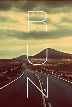 an image of a road with the word run on it