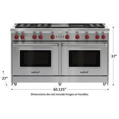 an image of a double oven range with measurements