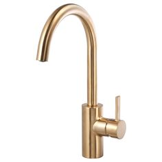 a brass colored faucet on a white background