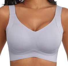 PRICES MAY VARY. SEAMLESS & NON-STEEL RING DESIGN： Our Bralettes for women adopts double cross pull design. Naturally fit the human body curve, gathering anti-sagging, lightly support, shaping a good breast shape. Increase side ratio, collect underarm & back fat, collect side breasts, anti-expansion, wear more sexy rounded breast shape. V-NECK DAILY DESIGN: V-neck design on the chest shows your collarbone and cleavage, no compression, no binding. Back U-shape design, invisible hook and eye back Plus Size Bras Comfortable, Wireless Bra For Large Bust, Best Bras, Best Bras For Large Bust, Supportive Full Coverage Sports Bra, Sweat Resistant, Casual Stretch Bra With Built-in Support, Back Fat Bra, Cheap Everyday Bra With Built-in Support, Cheap Supportive Intimates With Built-in Bra