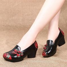 Footwear Ideas, Century Shoes, Mode Shoes, Footwear Design, Leather Footwear, Funky Shoes, Round Toe Heels, Leather Shoes Woman