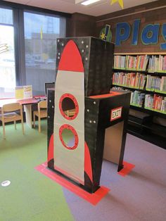 an image of a rocket ship in the library