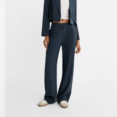 - This Is The “Smart Straight-Leg Trousers” - Size Us 0 - Petite Length - Sold Out Online Jumpsuit Trousers, Straight Leg Trousers, Pant Jumpsuit, Straight Leg, Pants For Women, Trousers, Navy, Pants, Women Shopping