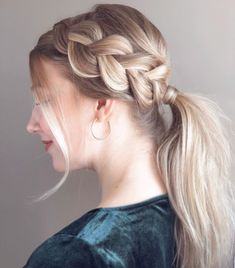 Easy Braid and Pony Updo Pony Updo, Twisty Hairstyles, Updo With Braid, Ponytail Updos, Hairstyles For Long Straight Hair, Very Easy Hairstyles, Easy Work Hairstyles, Easy Everyday Hairstyles, Easy Hairstyles Quick