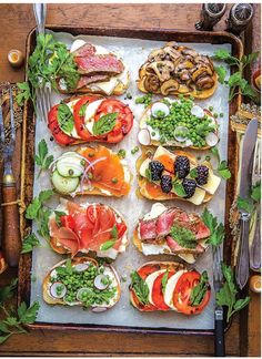 a tray filled with lots of different types of food