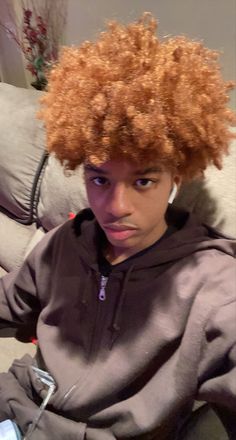 Men With Ginger Hair, Dyed Curly Hair Men Black, Ginger Locs Black Man, Mens Dyed Hair Ideas