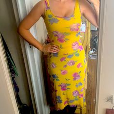 Gorgeous Dress! Rare Comes With Matching Yellow High Low Slip! Vintage Betsey Johnson, 90s Floral, Betsey Johnson Dresses, Y2k 90s, P S, Dresses Xs, Gorgeous Dresses, Betsey Johnson, High Low Dress