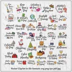 a large collection of holiday clipart in the formats svg files for eps and png