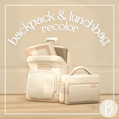 an image of back pack and lunchbag recolor with the words backpack & lunch bag on it