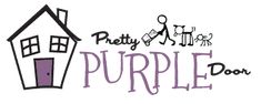 the logo for pretty purple door, a petting and grooming business that is located in