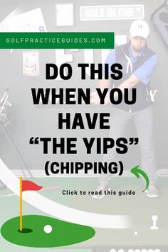 a man hitting a golf ball with the words do this when you have the tips chiping