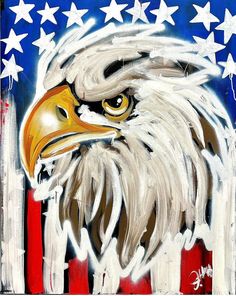 an eagle with stars and stripes painted on it