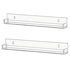 two clear shelfs with hooks on each side