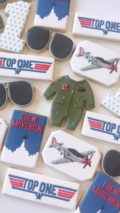 One Fly Guy Birthday, Maverick Birthday Party, Top One Birthday Party Theme, Plane Cookies, Baby Bam, Baby Shower Theme Decorations, Nephew Birthday