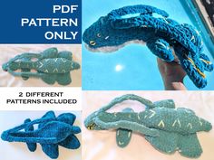 the instructions for how to crochet an alligator's head and tail in two different patterns