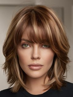 Update your style this autumn with a sleek bob cut, enhanced with warm highlights. This haircut is a great choice for a sharp and polished appearance, offering both ease of maintenance and a stylish flair. Autumn Color Hair Highlights, Hair Cuts For Fall 2024, Medium Length Hair Styles Fall 2024, Women’s Medium Length Haircut With Bangs, Cut Hair, Fall 2024 Hair Trends With Bangs, Long Hair Styles For 50+ Women With Bangs, Short Haircuts With Bangs, Rambut Brunette