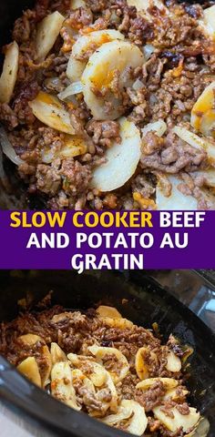 slow cooker beef and potato au gratinne recipe in the crock pot