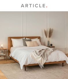 Interior Design Inspo King Size Wood Bed Frame, Oak King, Mid Century Modern Bed, Interior Design Minimalist, Bedroom Minimalist, Mid Century Modern Bedroom, Wood Bed Frame, Inspire Me Home Decor, Wood Beds