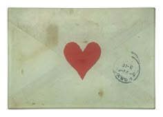 an envelope with a red heart on it