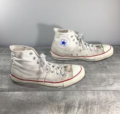 "Up on ETSY for buy is a pair of good condition, Vintage CONVERSE Chucks All Star Tan Canvas High Top Men's Shoes Sneakers Kicks. Made in USA. Size marked on bottom outsole is \"11\". Canvas lined. Brown rubber soles. From smoke-free home. Clean inside and out. Approximate Outside Dimensions: 12.25 inches heel to toe by 4.25 inches across the ball of footwear. Sold as is gently used. Please check out the pictures. If you need more pictures or information regarding the item, please send them to m Top Shoes For Men, Converse Chucks, Vintage Converse, White Converse, Boys Boots, Converse All Star, Shoes Trainers, Vintage Shoes, Converse Chuck Taylor High Top Sneaker