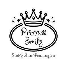 a black and white drawing of a crown with the words princess family on it's side